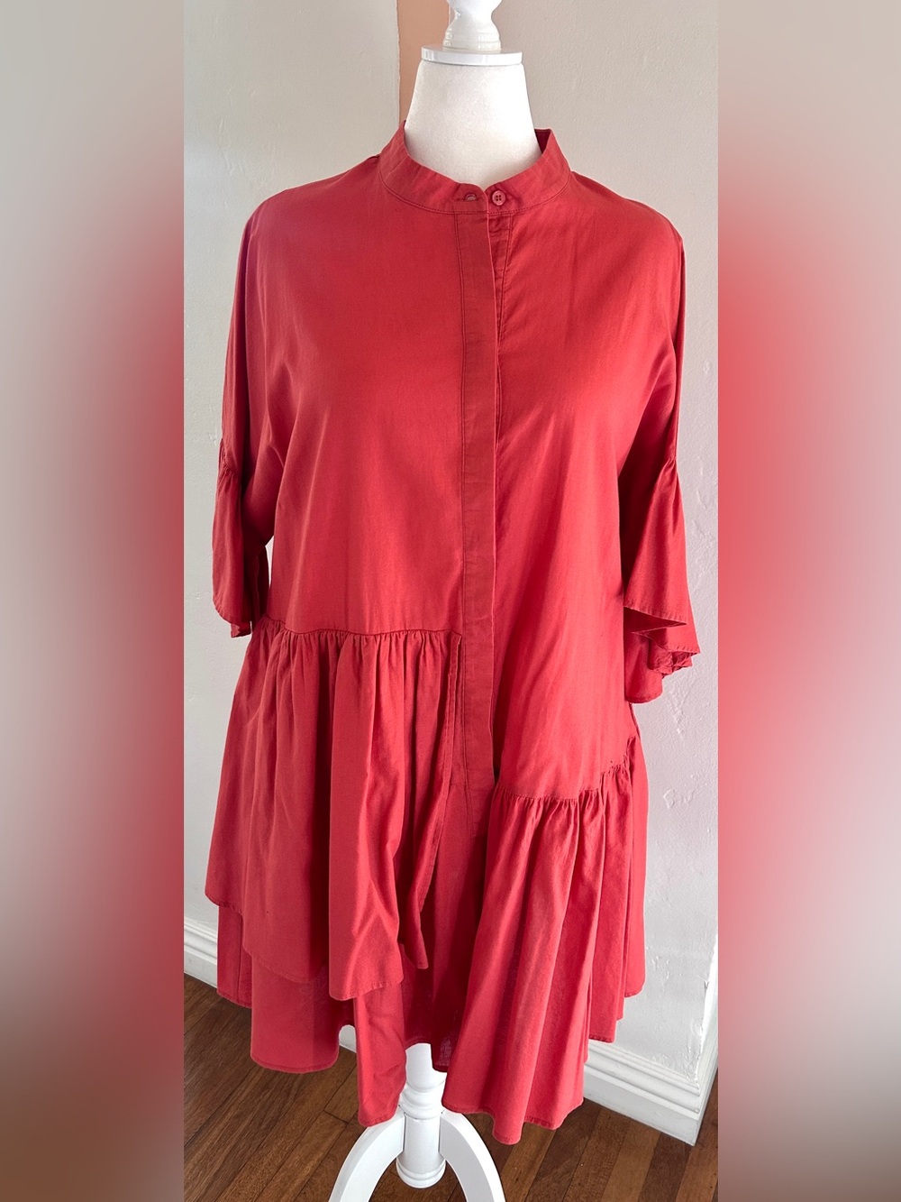 Buxom Couture Orange Linen Flutter Mini Dress with Pockets 2X